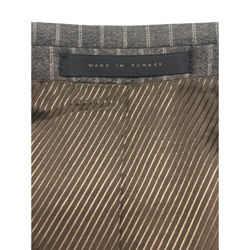Hugo Boss 36R Brown Chalk Stripe Flannel Wool Cashmere Blazer Jacket Sport Coat